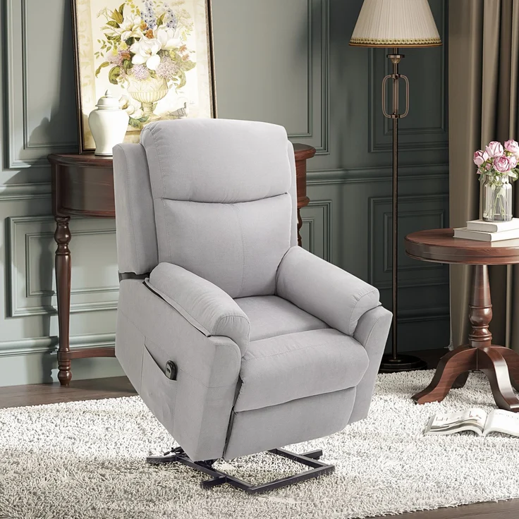 MELAYR, Fernsehsessel mit Aufstehhilfe Elektrisch Relaxsessel mit Liegefunktion, 83 x 89 x 102 cm, Hellgrau – Bild 4