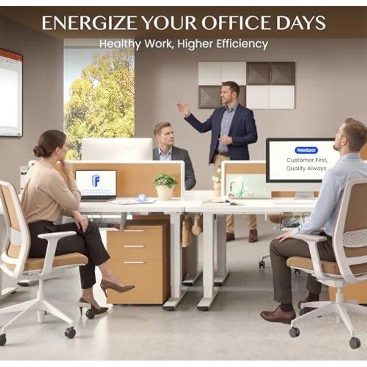 FLEXISPOT Höhenverstellbarer Schreibtisch Gestell, Elektrisch Tischbeine mit 2 Motoren & LED-Höhenanzeige & 4 Speicherfunktionen, inkl. 2 Haken & Kabelmanagement, Weiß – Bild 12