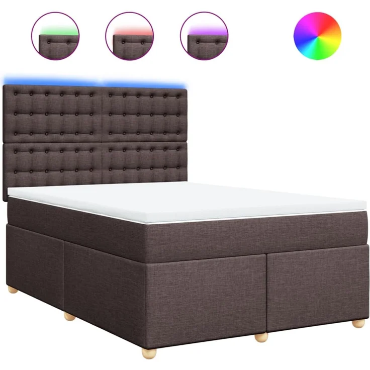 vidaXL Boxspringbett mit Matratze Dunkelbraun 140x190 cm Stoff 3293592 – Bild 2