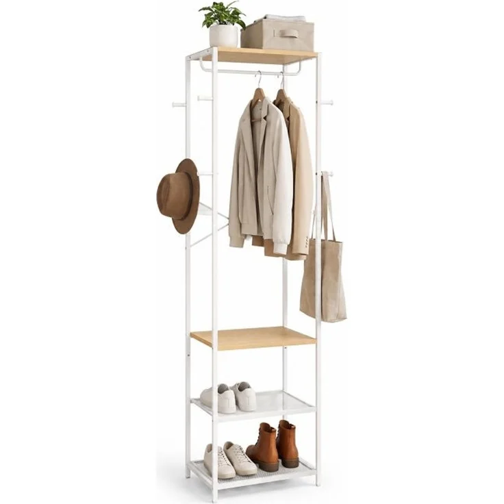 Relaxdays Garderobenständer Haken, Ablage & Stange – Bild 1