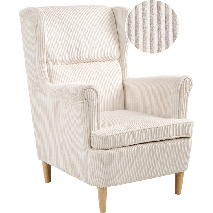 Ohrensessel ABSON Cord Hellbeige