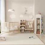 Kinderzimmer-Set 3-teilig mit Babybett, 360° Drehregal & offenem Kleiderschrank – mitwachsendes Möbelset für Kinderzimmer, multifunktional & platzsparend