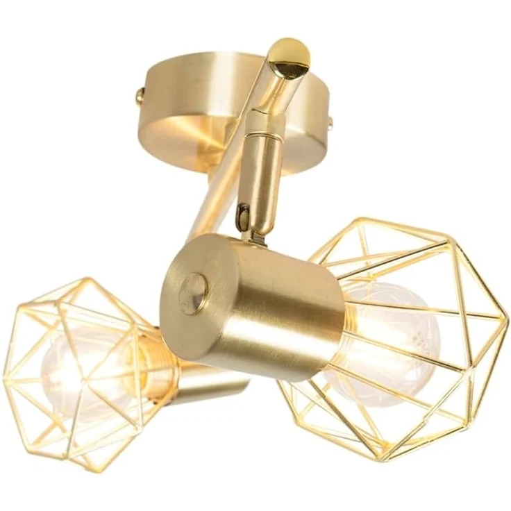 Qazqa LED Aufbaustrahler Mosh, ohne Leuchtmittel, E14, Messing, Modern, Stahl, 2-flammig – Bild 6