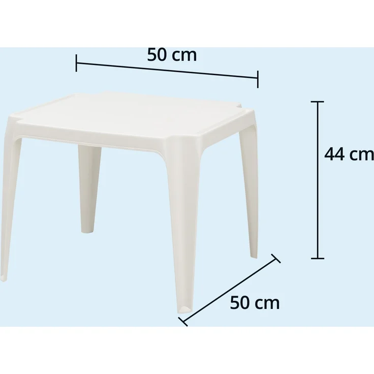 KHG Kindertisch weiß für Garten & Kinderzimmer, Outdoor, Pflegeleichte Oberfläche, robust wetterfest, kindgerechte Höhe 44 x 50 x 50 cm – Bild 5