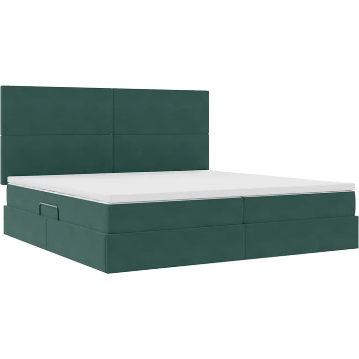 vidaXL Aufbewahrungsbett mit Matratze Dunkelgrün 200 x 200 cm Samt 3371994 – Bild 5