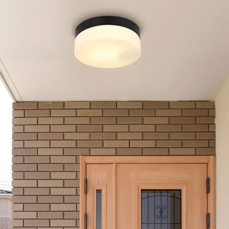 Außen Deckenleuchte, IP44, Alu schwarz, Glas opal, D 18,4 cm – Bild 5