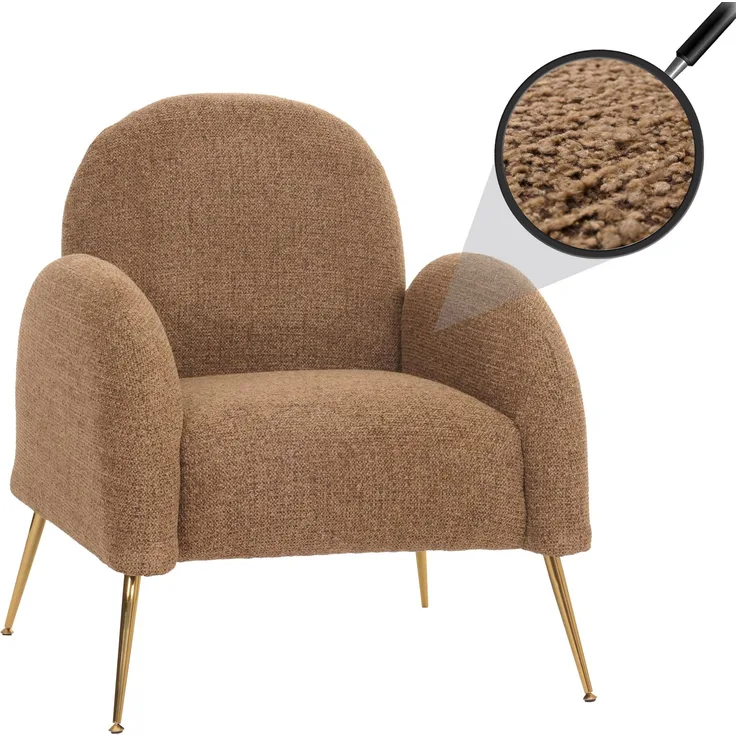 Lounge-Sessel HWC-N69, Cocktailsessel Sessel, Retro Nosagfederung Stoff/Textil Chenille ~ coffee