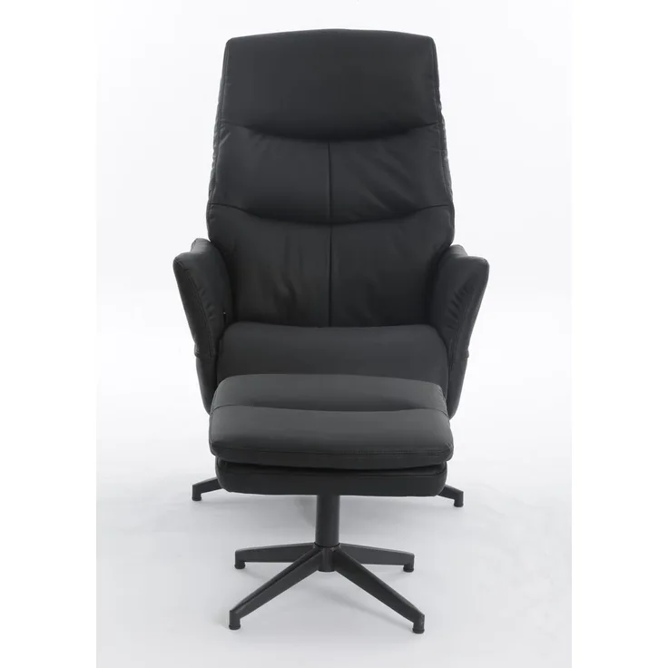 gepolsteter Relaxsessel mit Hocker - dunkelgrau