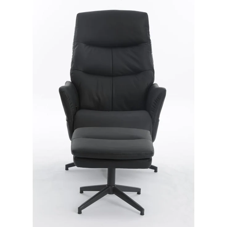 gepolsteter Relaxsessel mit Hocker - dunkelgrau – Bild 1