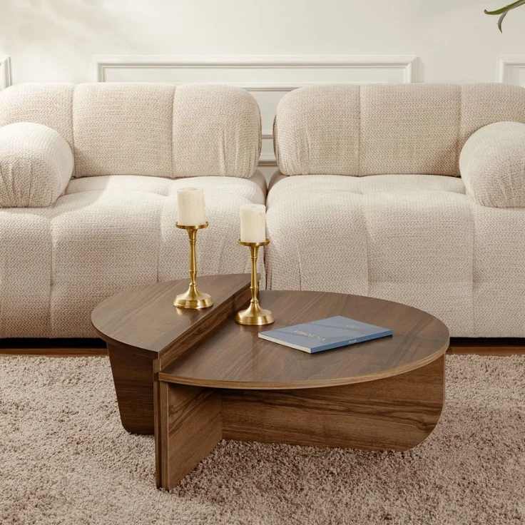 Calicosy Set aus 2 Couchtischen L90 cm - ORION - Dunkles Holz – Bild 2