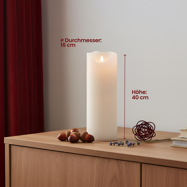 Star XXL Outdoor LED-Kerze GRAND 40 cm - realistische 3D-Flamme mit Flackereffekt, 6-Stunden-Timer, warmweißes Licht, große und wetterfeste Deko-Stumpenkerze für Innen- und Außenbereiche – Bild 2