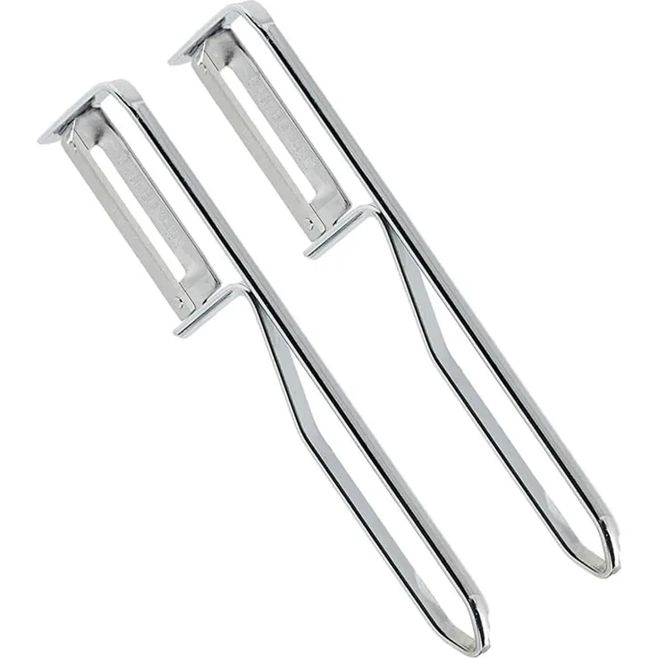 2 Stück Fackelmann - Universal-Sparschäler/Pendelschäler, ideal für Spargel, Obst und Gemüse, Edelstahl/Stahl - Silber