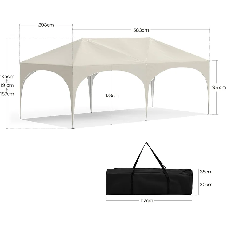 WOLTU Pavillon, Faltpavillon 3x6 m, mit 6 Seitenwänden, Partyzelt wasserabweisend UV-Schutz 50+, höhenverstellbarer Gartenpavillon, mit Tragetasche, für Outdoor Garten Camping Beige – Bild 8