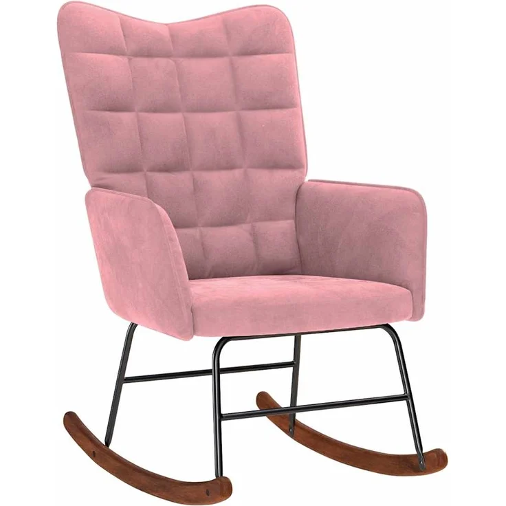 vidaXL Schaukelstuhl mit Hocker Pink Velvet 4016847 – Bild 3