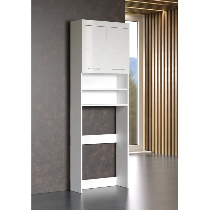Trendteam 'Amanda' Waschmaschinenschrank, Holz, 187 x 24 x 63 cm, Weiß Hochglanz – Bild 3