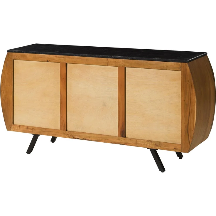 Sideboard Akazie 154 x 40 x 75 natur lackiert / Marmor schwarz MONTREAL #125 – Bild 10