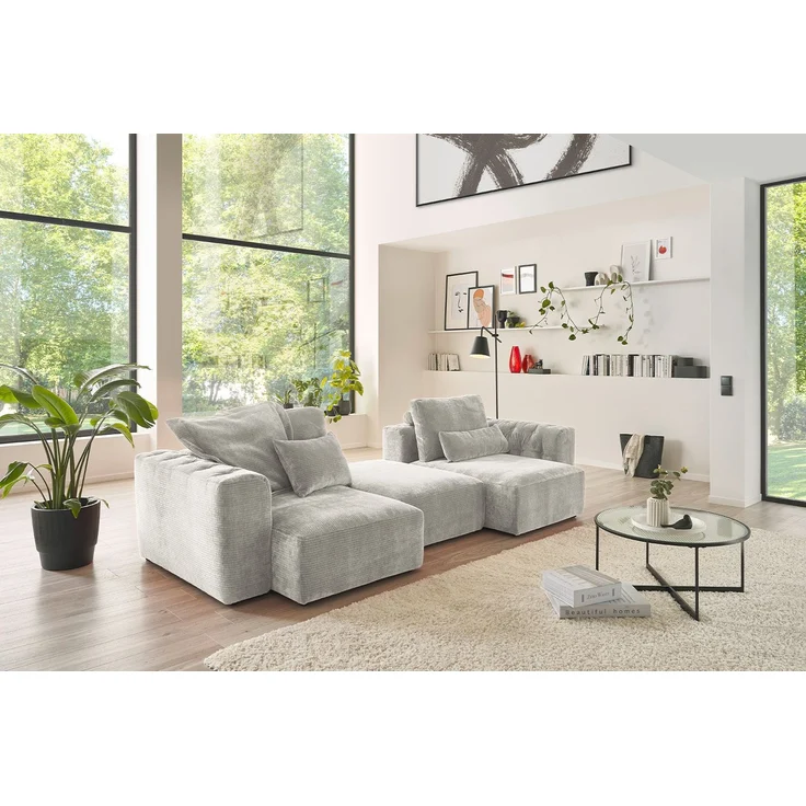 KAWOLA Nierenkissen SEPHI groß Cord Vintage silber 37 x 19 x 92 cm – Bild 5