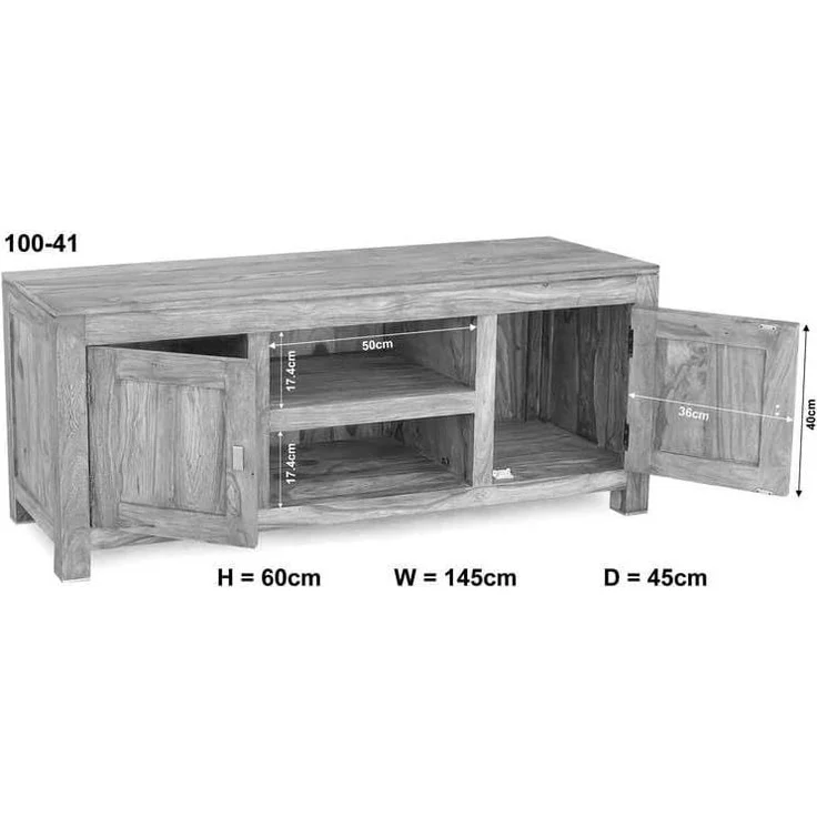 Massivmoebel24 TV-Board (TV-Board Sheesham 145x45x60 grau geölt NATURE GREY #41) – Bild 6