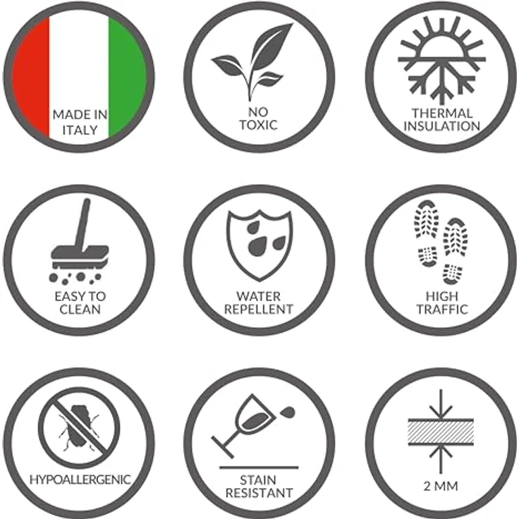 CREARREDA Teppich Läufer - Küchenläufer 120x50 cm graue Fliesen Vinyl rutschfest und waschbar Küchenläufer aus Vinyl, 100% Made in Italy Tepiche für Wohnzimmer, Küche – Bild 5