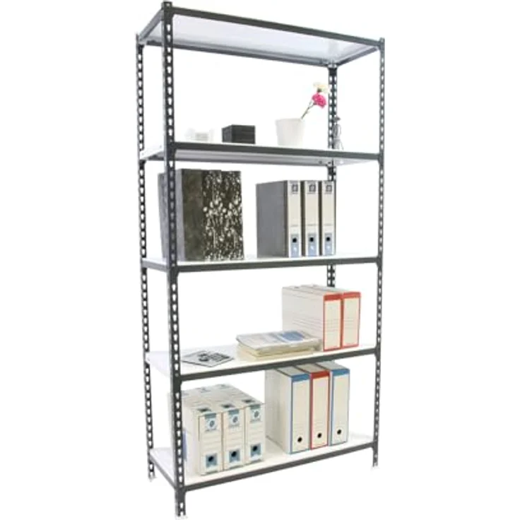 Simonrack Schwerlastregal, Lagerregal, 200 x 100 x 30 cm, Metallregal, Kellerregal, Biegestelle 180 kg, 5 Fachböden, Anthrazit/Weiss - Simonclick – Bild 8