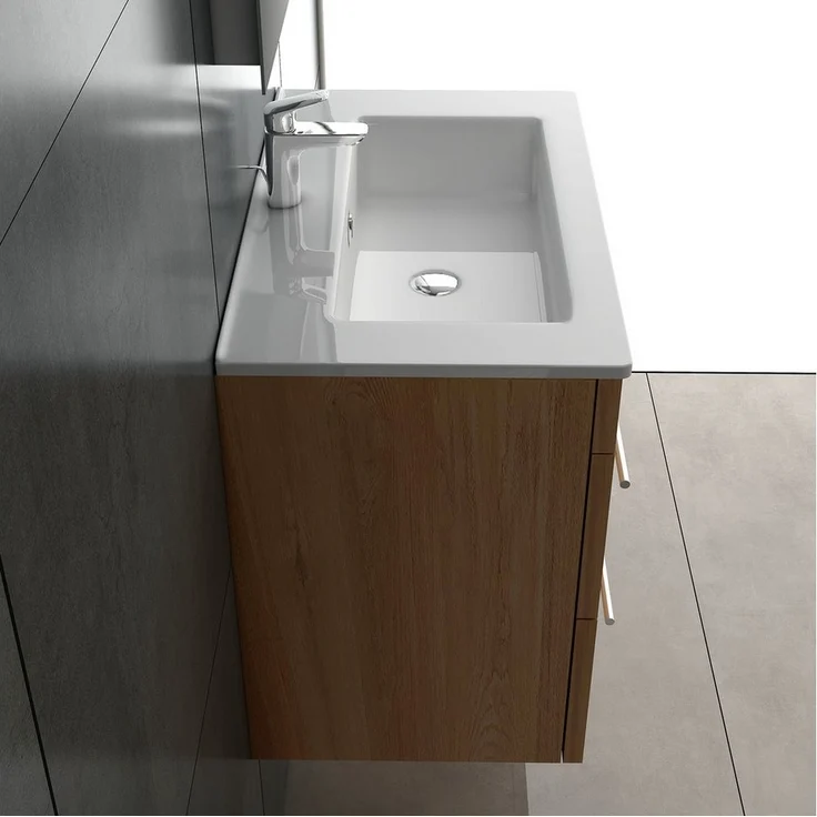 Alpenberger Badezimmer-Set Waschbecken mit Unterschrank - Waschbeckenunterschrank 60 cm Breit, (Komplett-Set Vormontiert 60 cm breit, 2-St, Handwaschbecken mit Badschrank), Hygienische Nanobeschichtung, Soft-Close Schubladen – Bild 2