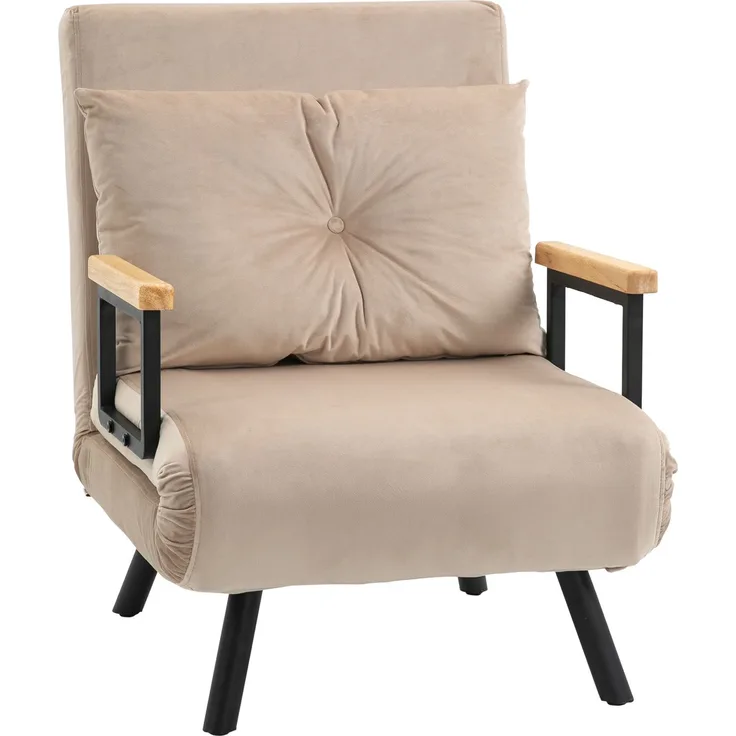 JARDJ Relaxsessel im Skandidesign, Liegesessel, Lesesessel, ink Kissen mit Knopfhefung, Beige,63*73*81cm