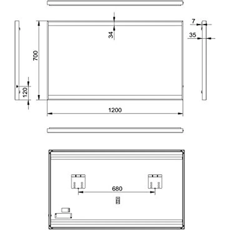 Talos Black Shine Badspiegel 120x70 cm, LED beleuchtet mit mattschwarzem Aluminiumrahmen, neutralweißem Licht und Kippschalter – Bild 5