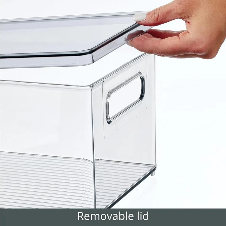 mDesign Aufbewahrung Organizer Kosmetikbox stapelbar Deckel Transparent Grau – Bild 6