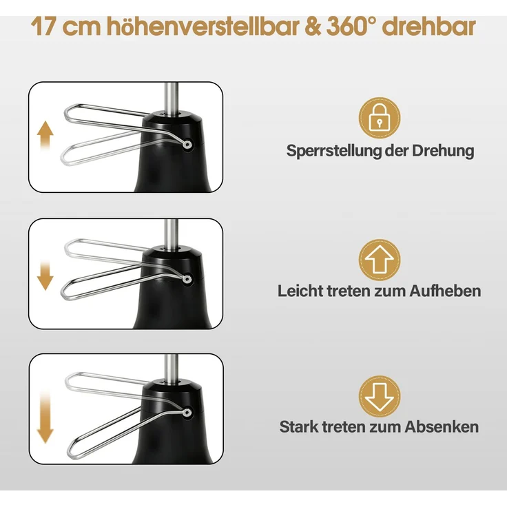 Barberpub Friseurstuhl mit Kopfstütze Kippbar, Friseureinrichtung mit Hydraulikpumpe 360° Drehbar, Höhenverstellbarer Bedienungsstuhl mit Vintage Stil, Barber Stuhl Kunstleder, 2965 (Gold-Schwarz) – Bild 6
