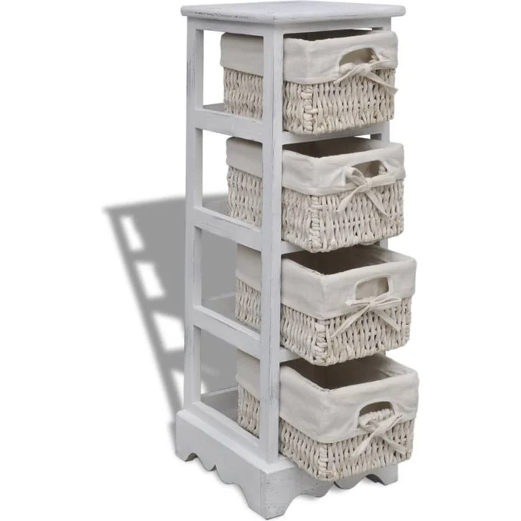 vidaXL Korbregal Holz mit 4 Körben Weiß 240797 – Bild 4