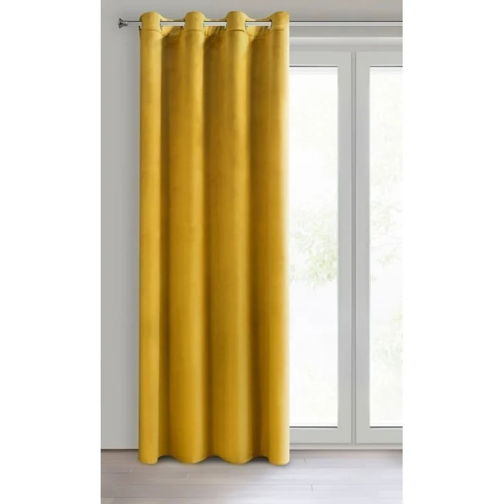 Design91 Samtvorhang, Ösen, Polyester gelb, 140x250 cm – Bild 1