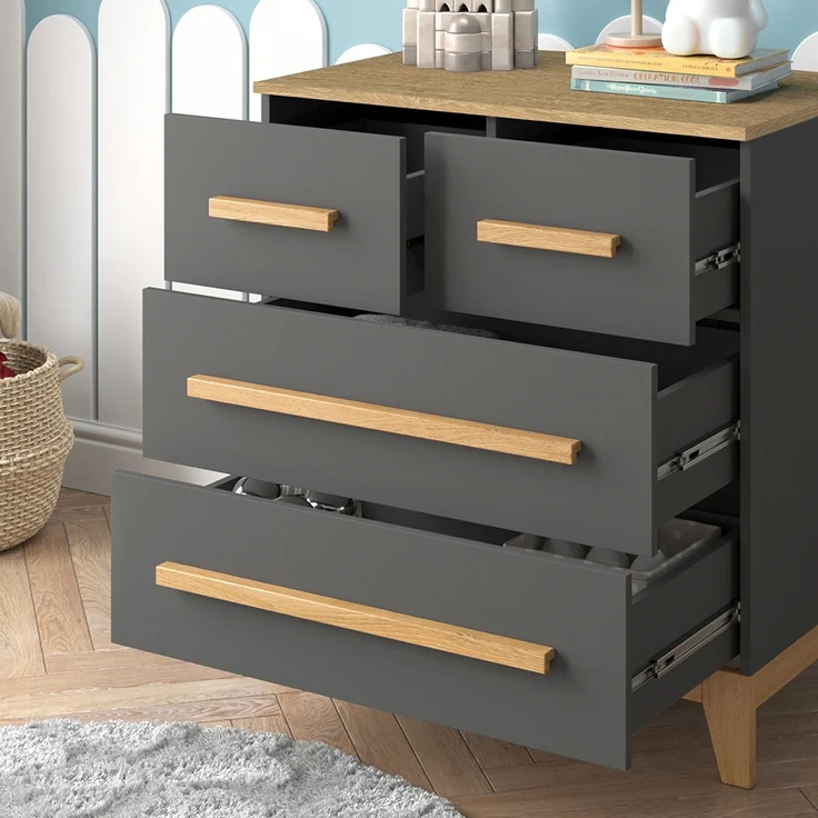 Kommode Malia Grau 80 x 88 cm mit 4 Schubladen Vitalispa – Bild 4