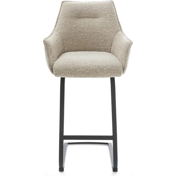 Barstuhl Alja-Flex Webstoff Soft Beige Freischwinger Flach Metall Schwarz Taschenfederkern – Bild 3