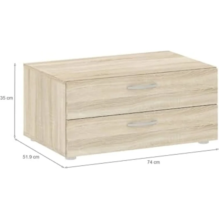 Dmora - Kommode Limerick, Mehrzweckkommode, Schlafzimmerkommode, Schrank mit Schubladen, 74x52 h35 cm, Eiche – Bild 2