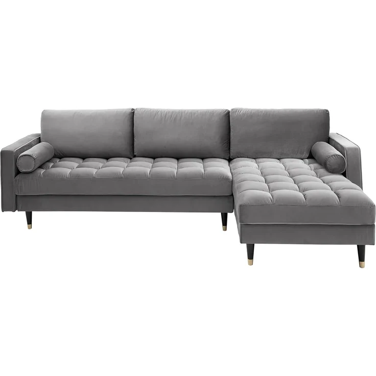 riess-ambiente Ecksofa COZY VELVET 260cm grau / schwarz gold, Einzelartikel 1 Teile, Wohnzimmer · Samt · L-Form · Federkern · Couch inkl. Kissen · Barock