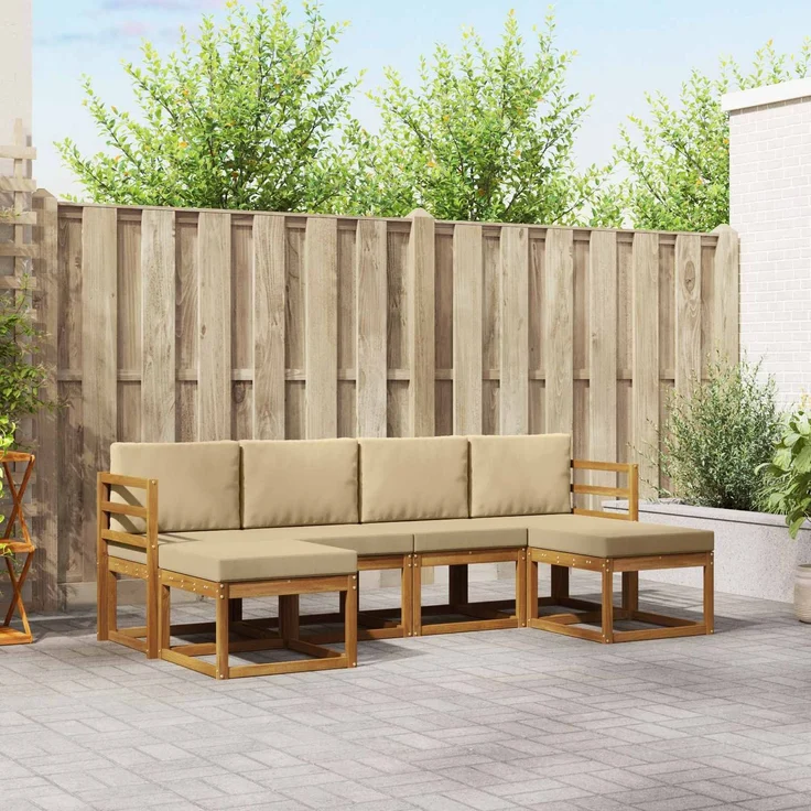 vidaXL Outdoor-Sofagarnitur 6 stk. Natur und Beige 3366766 – Bild 1