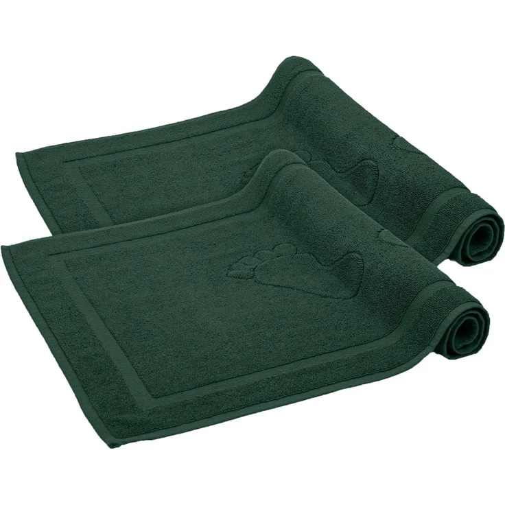 Komfortec Badvorleger Set 2 Teilig, Frottee Duschvorleger, Waschbar Duschmatte & Badteppich, 800 g/m² &100% Baumwolle, Saugfähig & Schnelltrocknend, 50 x 80 cm, Dunkelgrün
