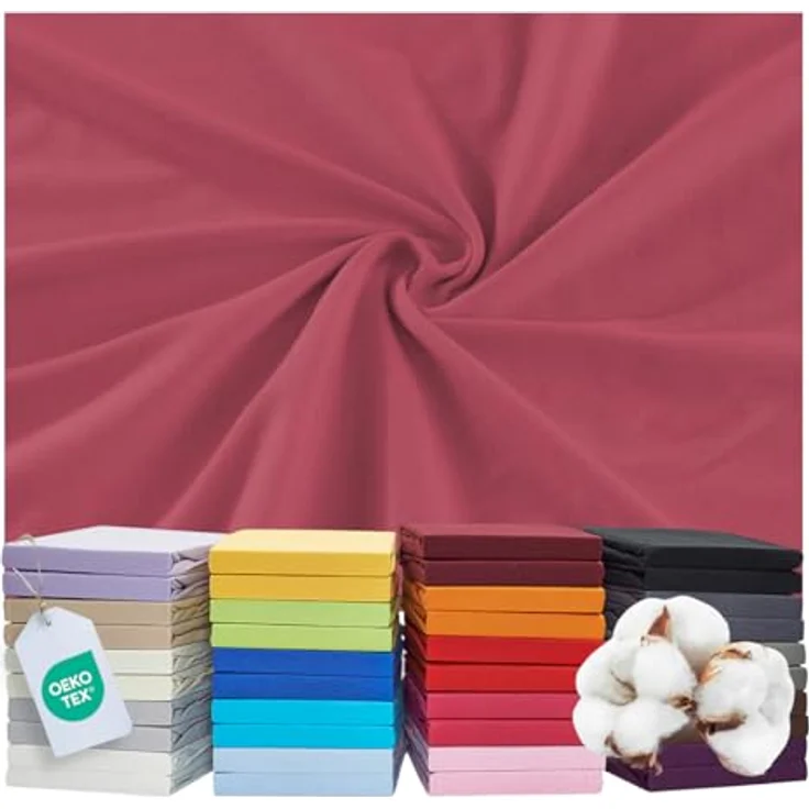 MALIKA® Spannbettlaken 90x200cm - 100x200cm Baumwolle Jersey, Oeko-Tex zertifiziert, für Matratzenhöhen bis 28cm, faltenfreies Liegen – Bild 1