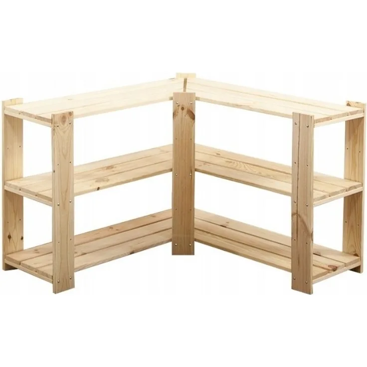 PROREGAL® Eckregal WOODLAND, HxBxT 64x80x50cm, Fachl. 120kg, 2 Ebenen, Kiefer, Natur