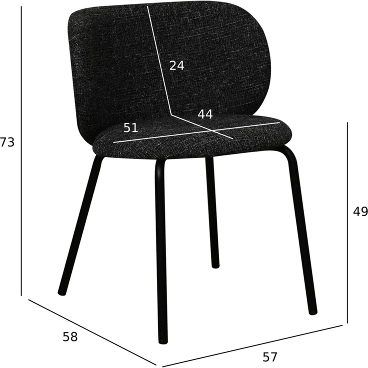 Esszimmerstuhl Annam 2er-Set aus Boucle-Stoff - mit Metallgestell, Schwarz – Bild 4