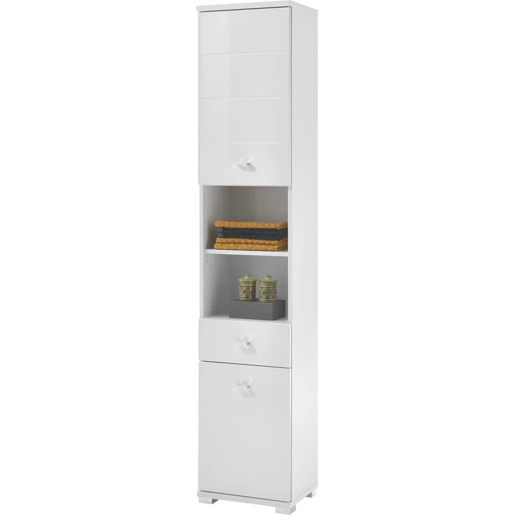 Hochschrank >Peter< in Weiß aus MDF - 38x190x30cm (BxHxT)