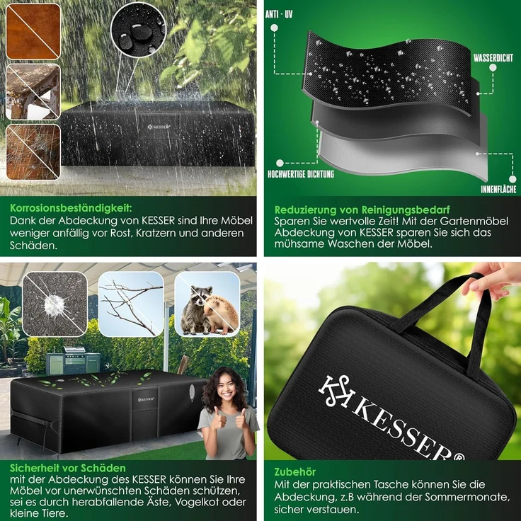 KESSER® Gartenmöbel Abdeckung UV- & Regenschutz, winddicht, winterfest & wasserdicht, 420D Oxford-Gewebe, Schwarz, 74 x 125 x 125 cm – Bild 7