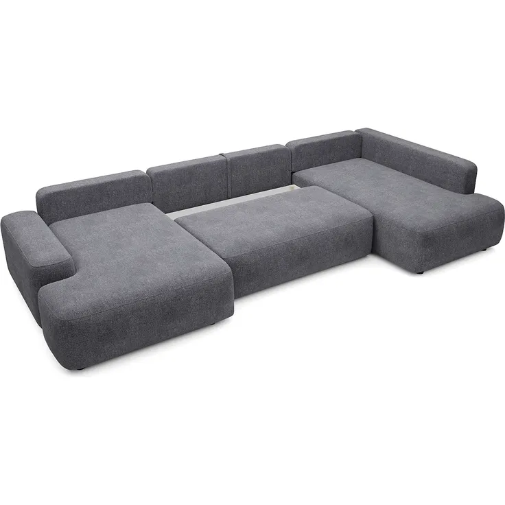 Vente-unique - DAVISO Sofa Stoff Grau - B 204 cm x H 87 cm x L 360 cm – Bild 5