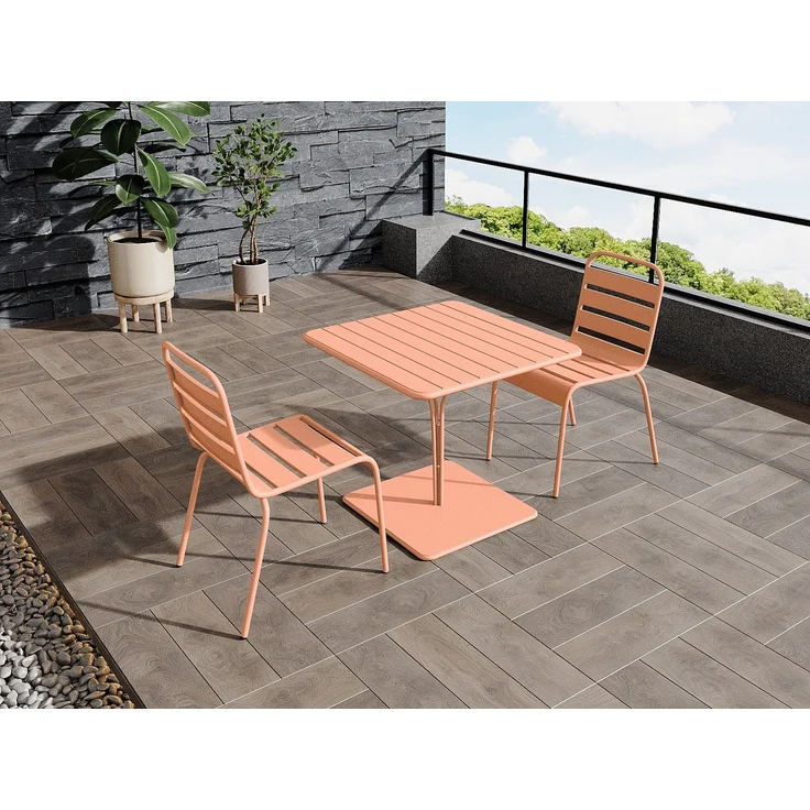 Vente-unique - Gartentisch - L. 80 cm - Metall - Hellorange - MIRMANDE von MYLIA – Bild 3