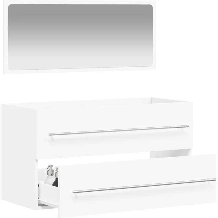 vidaXL Badschrank mit Spiegel Weiß Holzwerkstoff 833879 – Bild 3