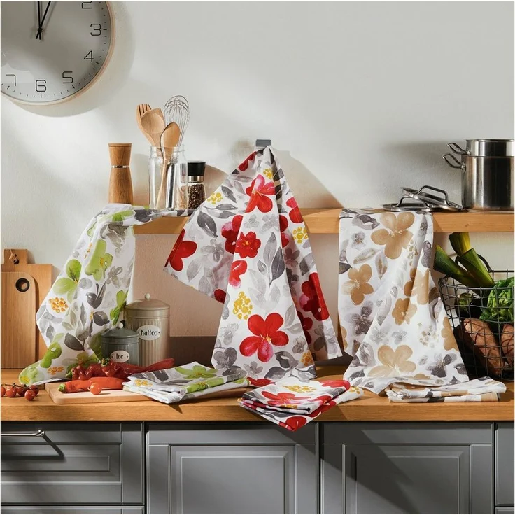REDBEST Geschirrtuch Geschirrtuch 3er-Pack, Baumwolle Blumen – Bild 2