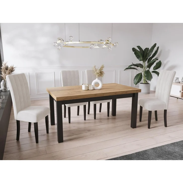 WFL GROUP Esstisch Gemini ausziehbar rechteckig modern mit schwarzen Holzbeinen (MADE IN EU, 5 Gr. – 120/140/160/170/200 cm ausziehbar auf 160/180/210/250/300 cm), platzsparender Tisch in Holzoptik für Küche, Esszimmer oder Wohnzimmer – Bild 5