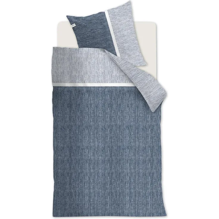 Rivièra Maison Renforcé Bettwäsche Amsterdam Loft Blue Grey 135X200 135x200 cm + 1 x 80 x 80 cm 1 Bettbezug, 1 Kissenbezug Blau Grau
