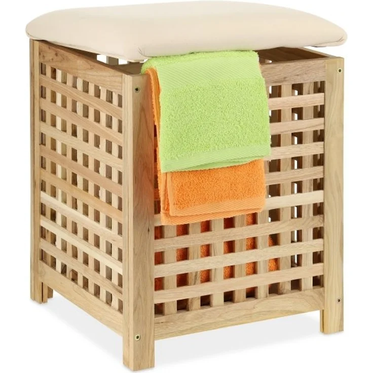 Wäschekorb mit Sitz Walnuss 10037908 – Bild 1