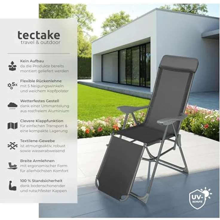 tectake Gartenstuhl 2er Set Gartenstuhl (2er Set, 2 St), klappbar – Bild 4